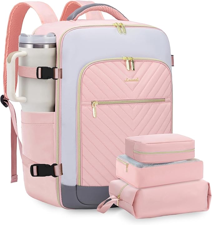 LOVEVOOK Large Travel Backpack for Women, TSA Carry on Backpack for Airplanes, 40L Personal Item Travel Bag for Women fits 17" Laptop,Waterproof Carry on Bag Airplane Approved with 3 Packing Cubes