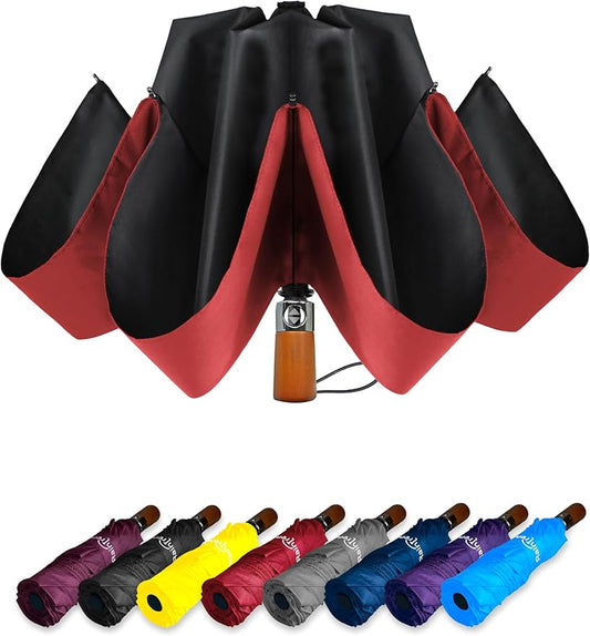 Raintrend Windproof Travel Umbrellas for Rain Automatic +10% Bigger Canopy Strong Frame Compact Folding Portable Umbrella for Women Men Backpack Purse