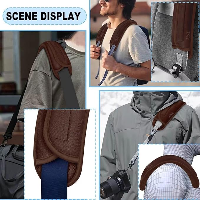 ZINZ 2-Pack Universal Shoulder Pad with Ultra thick Cushion for Bag Luggage Bag Crossbody, Plus Long & Anti-Slip & Breathable,Brown