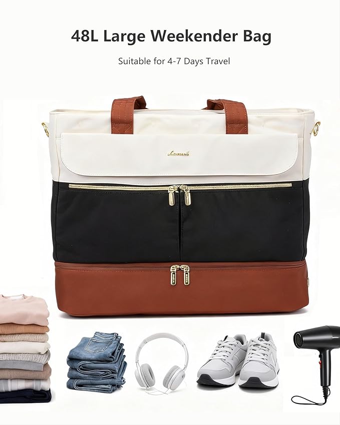 LOVEVOOK Weekender Bags for Women, Wide Open Large Travel Duffle Bag with Shoe Compartment, Carry on Overnight Bags, Hospital Bag for Women Labor Delivery with Wet Pocket