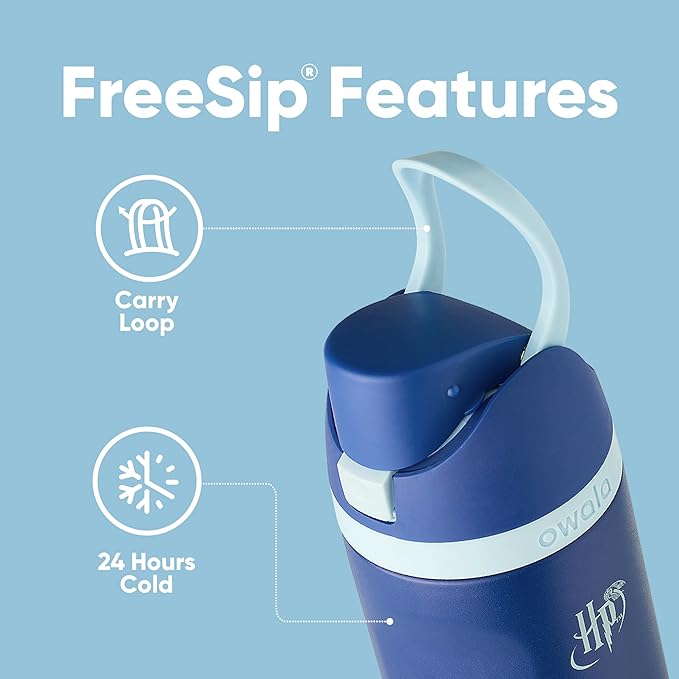 Owala Harry Potter FreeSip Insulated Stainless Steel Water Bottle with Straw, BPA-Free Sports Water Bottle, Great for Travel, 24 Oz, Ravenclaw