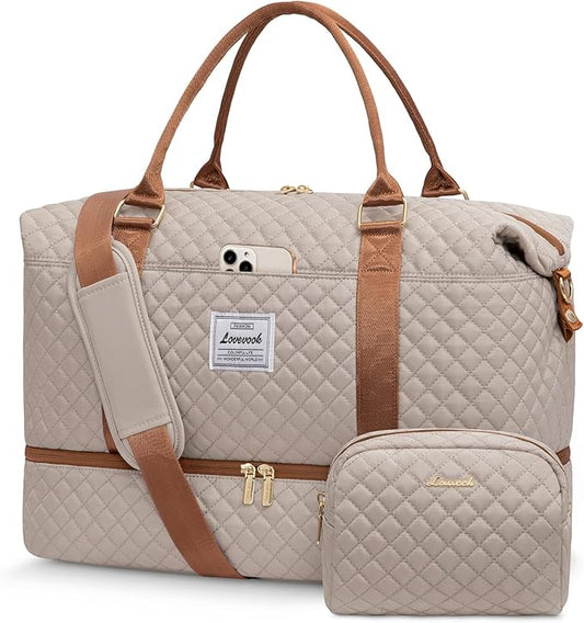 LOVEVOOK Travel Duffle Bag,Weekender Bags for Women with Shoe Compartment，Carry on Overnight Bag with Toiletry Bag,Gym Duffel Bag with Wet Pocket, Hospital Bags for Labor and Delivery