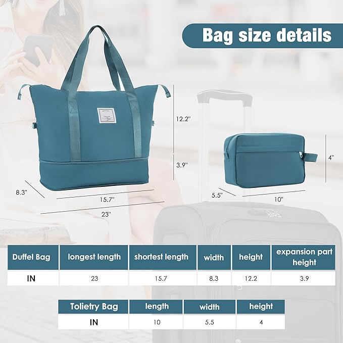 Softside Luggage 3-Piece Set with Duffel Bag, Lightweight Suitcases with Spinner Wheels, TSA Lock & Expandable for Travel, Business Trips, Durable Softshell Travel Luggage Set (Green)