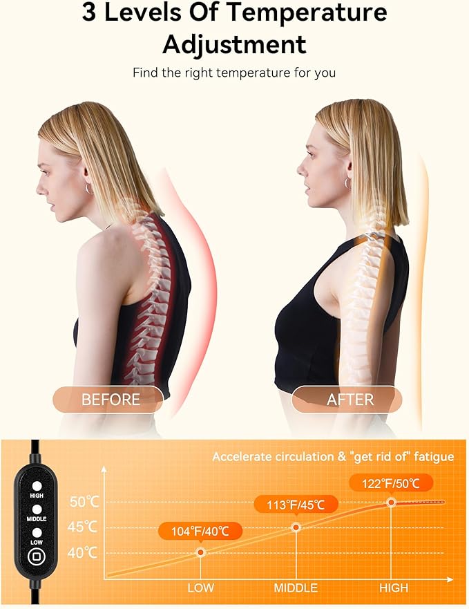 Heated Neck Stretcher for Pain Relief - Neck and Shoulder Relaxer Graphene Heated Cervical Traction Device Neck Pillow Corrector Chiropractic for TMJ Pain Relief and Cervical Spine Alignment Grey