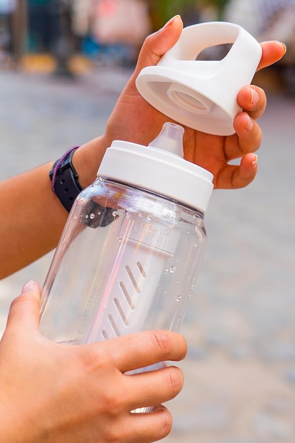 LifeStraw Go Series – BPA-Free Water Filter Bottle for Travel and Everyday use removes Bacteria, parasites and microplastics, Improves Taste, 1L Terrace Green
