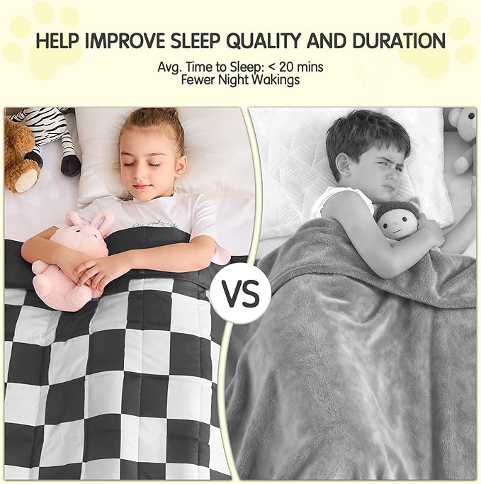 yescool Black Checkered Weighted Blanket 5 Pounds Plaid Weighted Throw Blanket, Heavy Blanket for Sleeping, Tartan Bed Blanket Gifts for 40-60lbs, 36"x48"