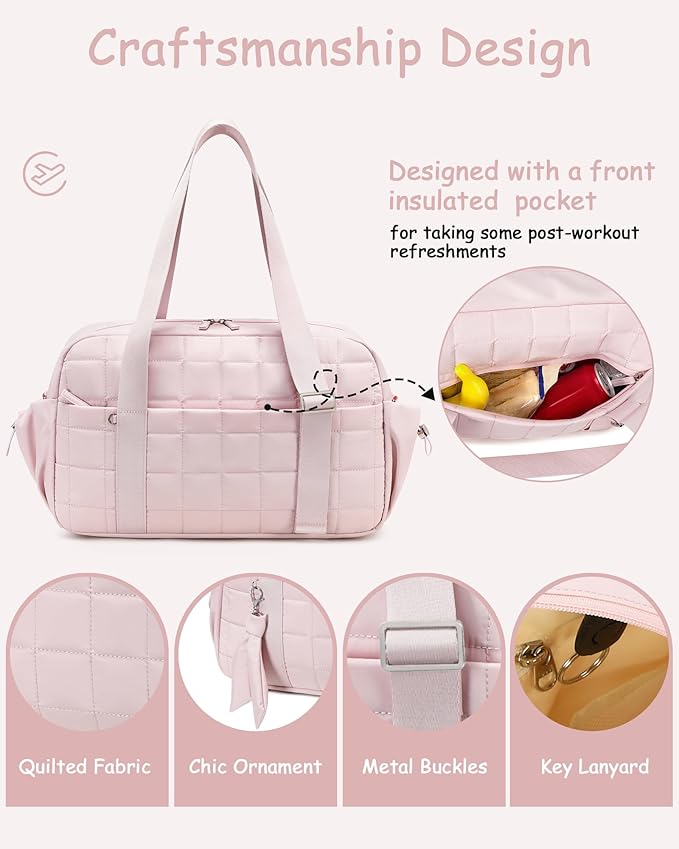 CAMTOP Gym Bag for Women, Duffle Bag for Travel With Insulated Pocket and Wet Pocket, Carry On Weekender Dance Yoga Workout Bag