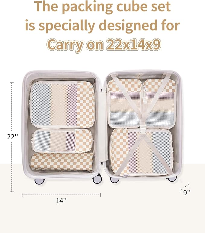 Narwey 6 Set/5 Set Compression Packing Cubes for Travel Kids Women Carry on, Packing Organizers Bag for Backpack Luggage Suitcase Duffle Bags