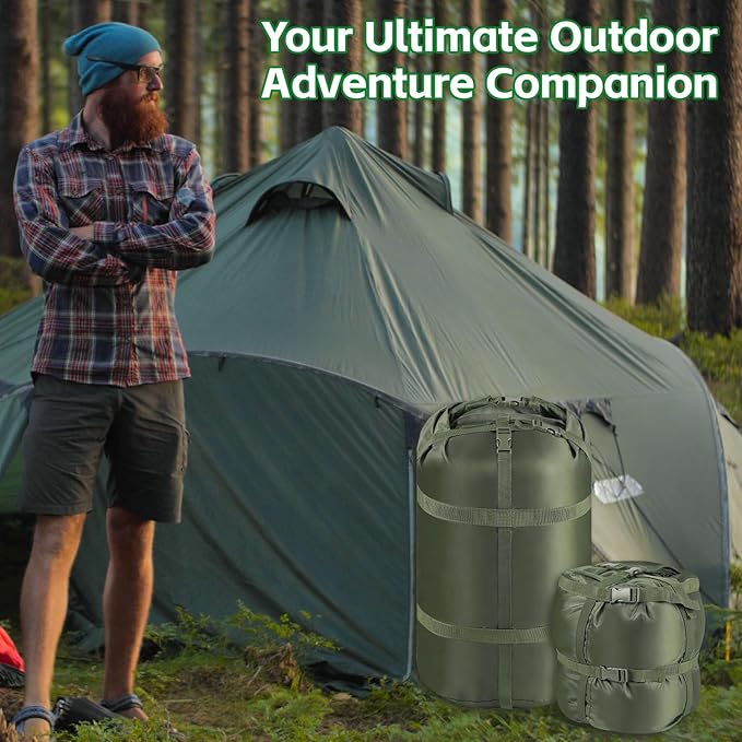 Compression Stuff Sack, Ultralight Portable Sleeping Bag Compression Sack, 15L/27L/45L Sleeping Bag Stuff Sack, Space-Saving Storage Sack for Backpacking, Camping, Hiking, Travel-L