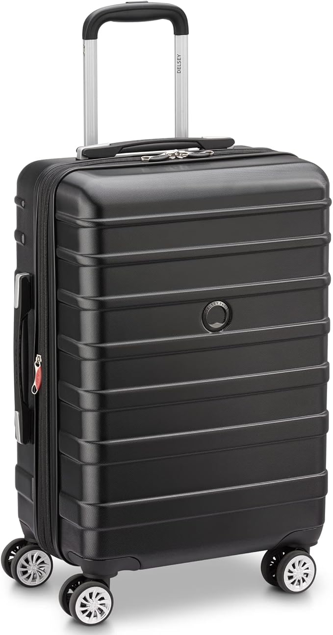 DELSEY PARIS Margot Hardside 3-Piece Set, Expandable Luggage with 4 Spinner Wheels, Lightweight Suitcase, 21" Carry-On, 24" Checked Medium, 28" Checked Large, Black