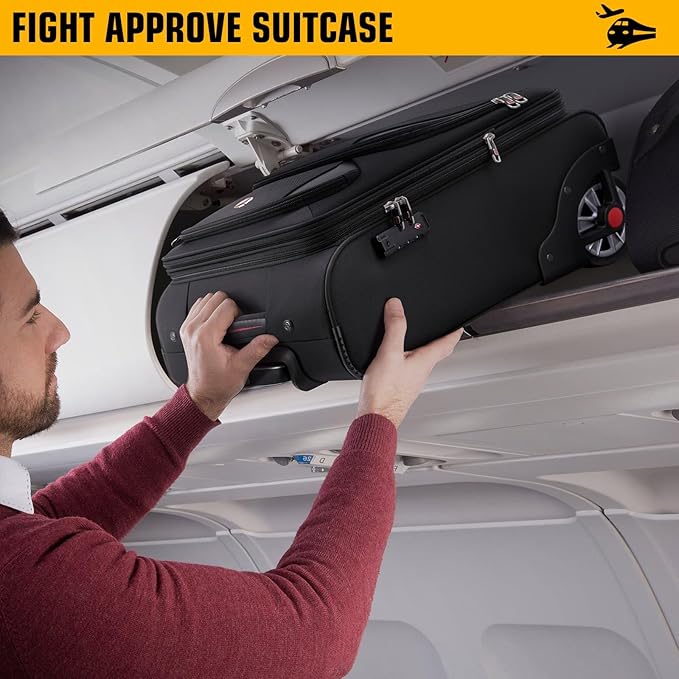 Laduga Softside Expandable Luggage with Large Steel Wheels Carry-On Luggage Suicase (Black, 21-Inch)