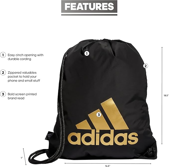 adidas Ready Sackpack – Drawstring Backpack Lightweight Small Gym Bag