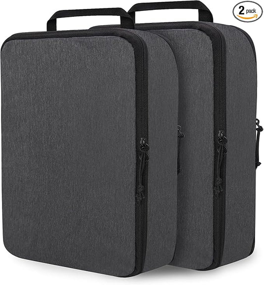 Extra Large Compression Packing Cubes for Travel Essentials, 2 Set Expandable Travel Cubes for Packing Compression Bags Luggage Suitcase Organizer, Black