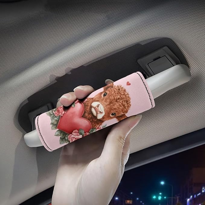 BIGCARJOB Love Flower Cow Luggage Handle Wrap Set for Suitcase 2 Pieces Suitcase Identifier Protective Cover Trolley Case Grip Travel Luggage Accessories Door Handle