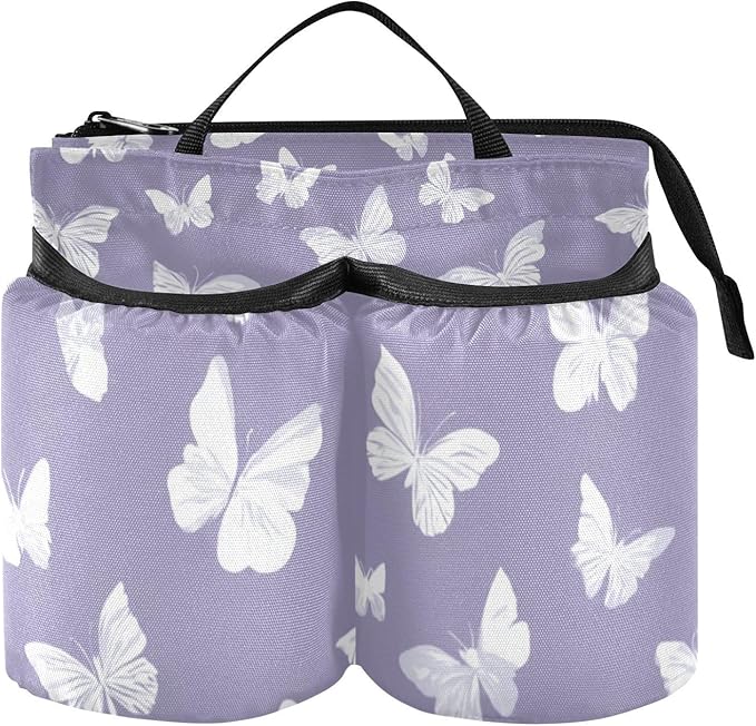 Luggage Cup Holder for Suitcases Free Hands Travel Cup Holder Portable Suitcase Cup Drink Holder Luggage Cup Caddy Bag Carrier White Butterfly