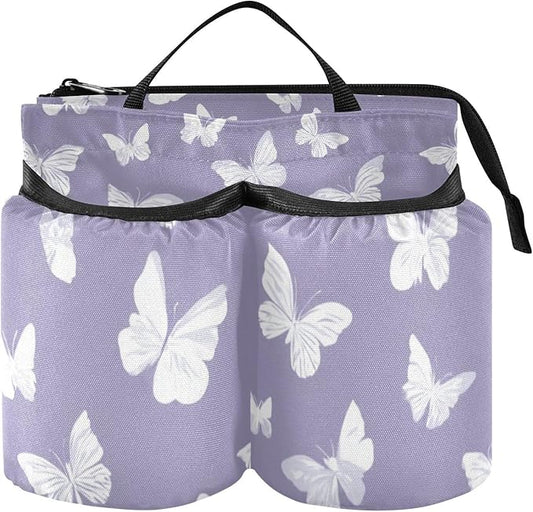 Luggage Cup Holder for Suitcases Free Hands Travel Cup Holder Portable Suitcase Cup Drink Holder Luggage Cup Caddy Bag Carrier White Butterfly