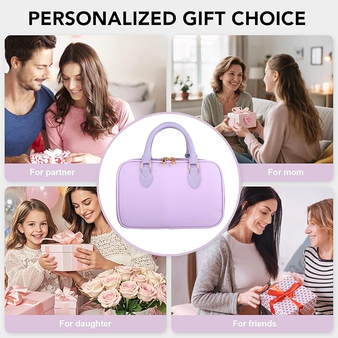 Travel Makeup Bag for Women Fashion Large Capacity Pouch Open Flat Cosmetic Portable Organizer Waterproof Large Opening Storage Toiletry Bags Vertical Free-Standing Brush Holder for Easy Access Purple
