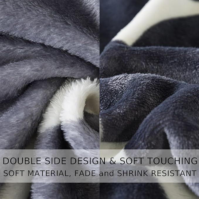 Gray Pattern Queen Size Blanket,90x90 Inches Microfiber Soft Cozy Fluffy Warm Hand Made Queen Throw Blankets for Queen Full Bed,Couch, Sofa, Chair, Camping, Picnic,Grey and White