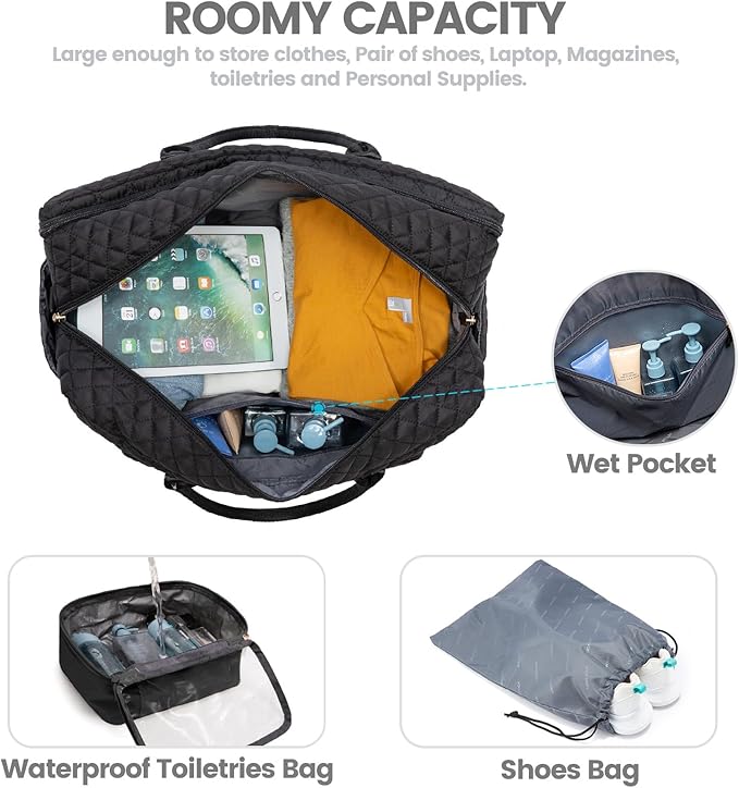 LOVEVOOK Travel Duffle Bag - Women's Weekender Carry On Overnight Laptop & Gym Bag With Toiletry/Shoe Pocket, Hospital Labor Bag