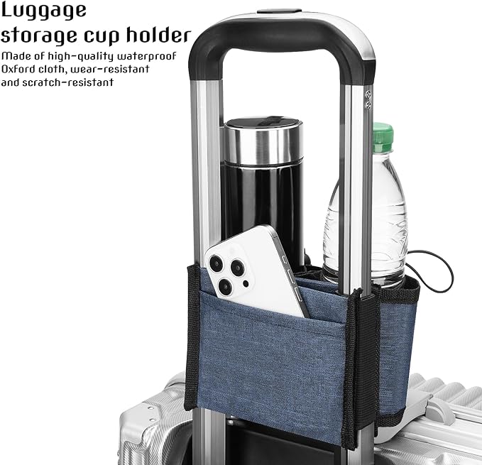 2PCS Luggage Handle Organizer with Bottle Holder, Luggage Drink Holder, Drink Carrier Hold Two Mugs, Travel Suitcase Handle Bag for Carry-On, Cup Holder Storage Pouch