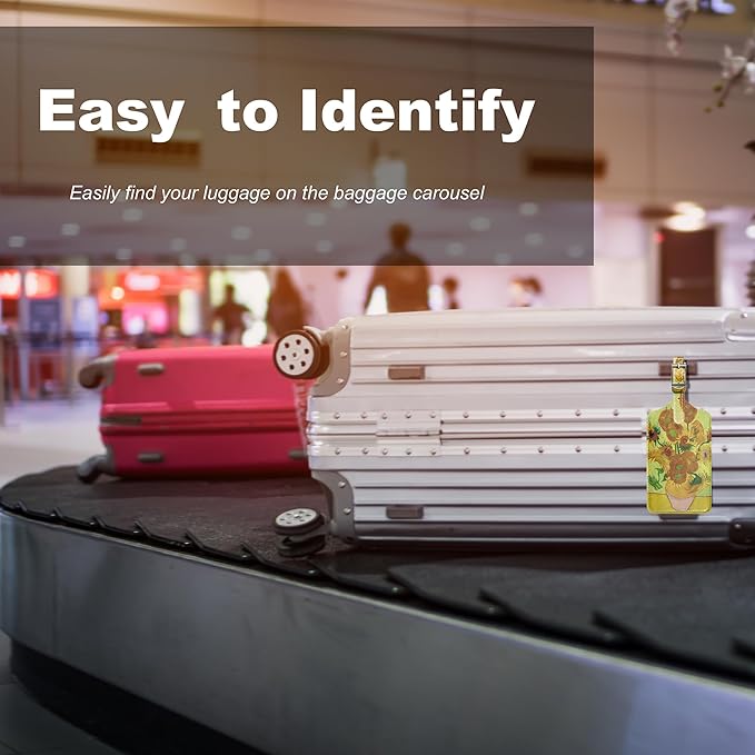 4 Pack Luggage Tag for Suitcases TSA Approved, Leather Suitcase Tags Identifiers, Cute Bag Name Travel Tags ID Labels for Women Men Cruise Airport Luggage Travel Essentials by Sodsay
