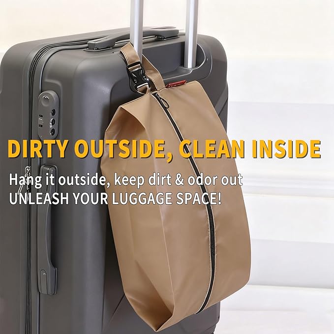 4-Pack Travel Shoe Bags for Packing in Suitcase – Hanging Buckle Shoe Storage Pouches with Zipper and Handle, Portable Bags for Gym, Sports, Cleat and Ballet (Black)