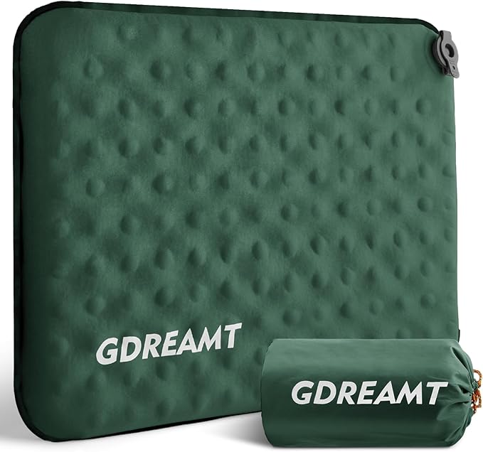 Inflatable Seat Cushion, Self-Inflating Memory Foam Stadium Seats Cushion Lightweight & Compact Chair Sitting Pad Airplane Cushion for Long Flight Travel Outdoor Camping Car Bleachers Office