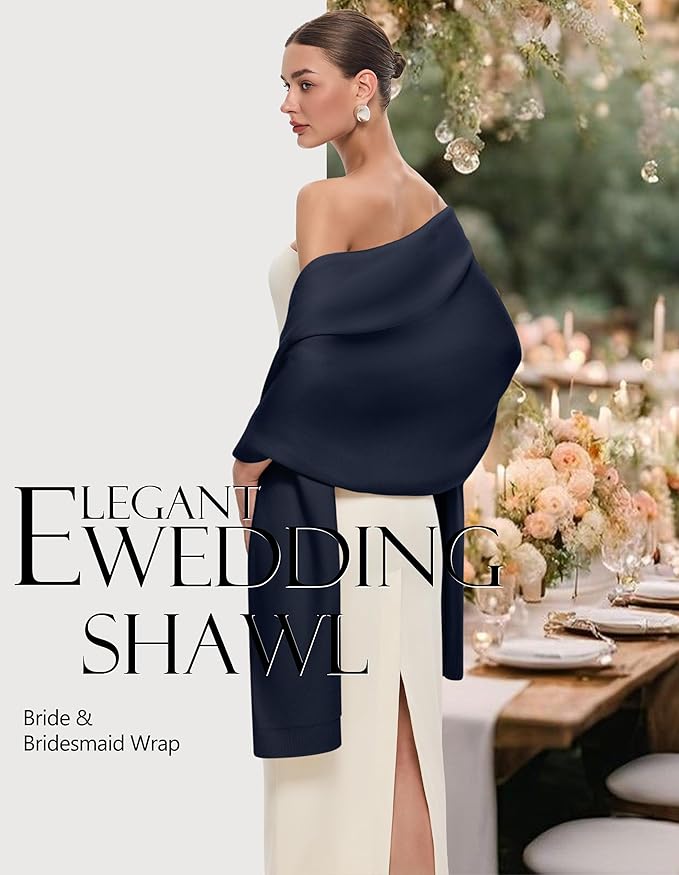 PULI Women's Pashmina Shawl Wraps for Evening Dress Large Scarf Blanket Long Wedding Bridal Winter Warm Shoulder Wrap