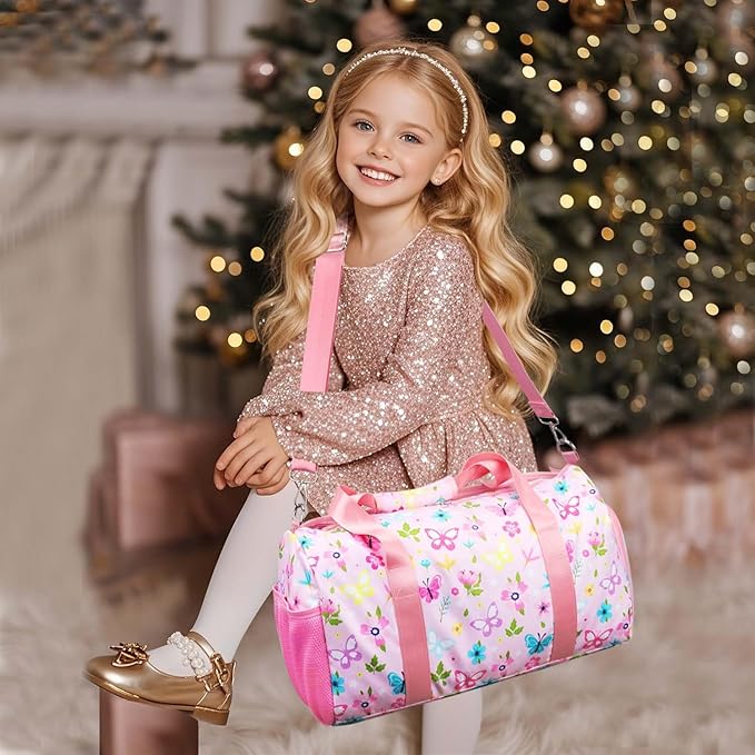 Gym Travel Duffle Bag for Girls - Gymnastics Sports Dance Bag with Shoe Compartment & Wet Pocket Starry Sky Kids Travel Bag Teens Weekender Sleepover Carry On Bag