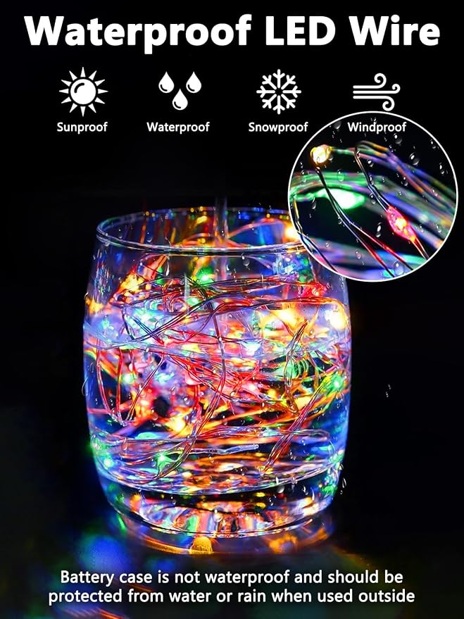 6 Pack Fairy Lights Battery Operated with Remote Twinkle Lights Multicolor | Each 26FT 80LED, 8 Modes, Timer, Waterproof & Cuttable Wire, Christmas String Lights for Party Gatherings Centerpieces Decor