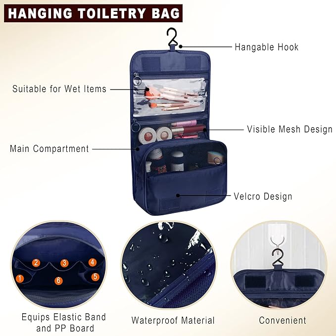 Packing Cubes, 8 Pcs Travel Packing Organizers for Suitcases, Large Capacity Travel Luggage Organizers Set includes 8 Storage Bags, Travel Essentials for Women or Men (Navy Blue)
