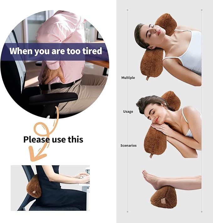 Couch Neck Pillows Adjustable Cotton Headrest Pillows for Recliner Chairs, Pain Relief Neck Support Pillow for Travel Home Sofa Armchair with Zipper Cover(Dark Brown)
