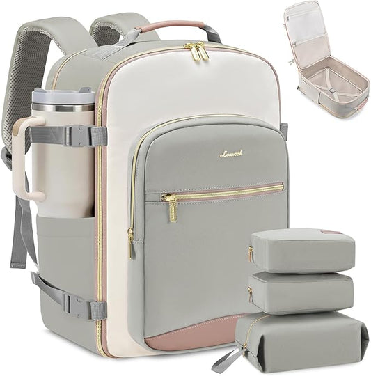 LOVEVOOK 40L Travel Backpack for Women & Men, Airline Approved Carry On Luggage with 3 Packing Cubes, TSA Overnight Bags, Waterproof Personal Item Bag, Weekender Essentials Backpacks fits 17" Laptop