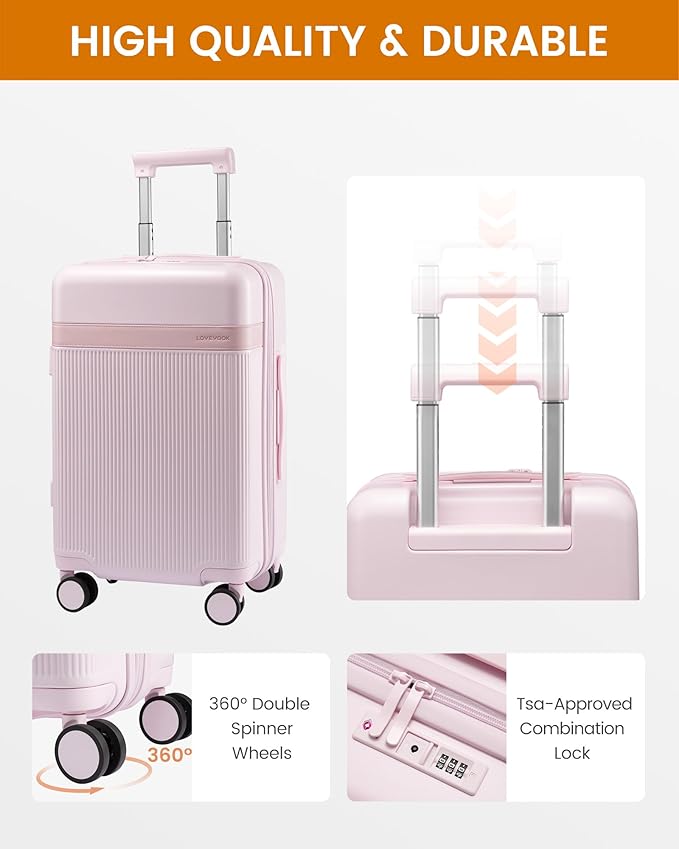 LOVEVOOK Hard Shell Carry On Luggage 22x14x9 Airline Approved with Removable Lining,22 Inch Carry On Suitcase with Spinner Wheel TSA Lock,Lightweight Checked Luggage for Men Women Travel Business Trip