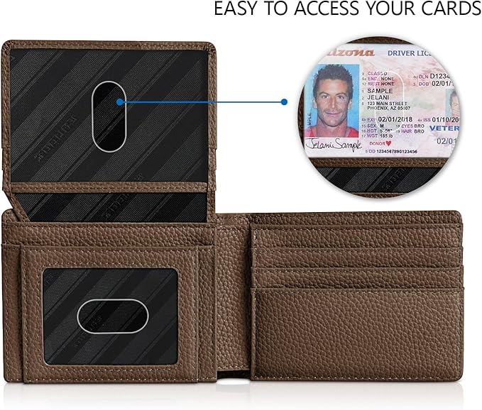 RUNBOX Wallet for Men Slim Rfid Leather 2 ID Window With Gift Box | Slim, Rfid, 2 ID Window, With Gift Box, Slim, Rfid