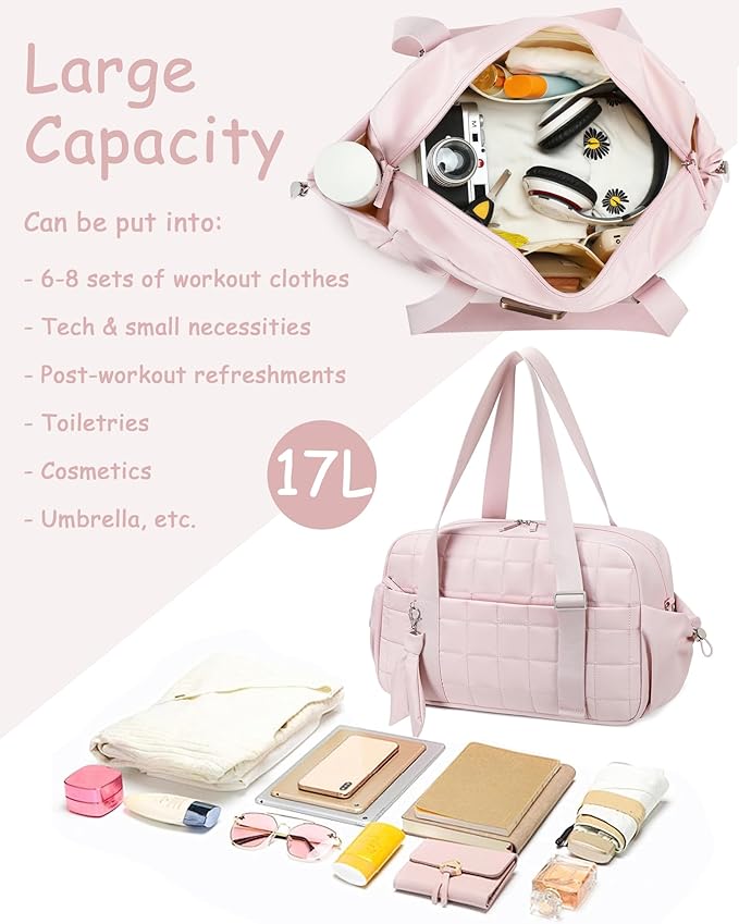 CAMTOP Gym Bag for Women, Duffle Bag for Travel With Insulated Pocket and Wet Pocket, Carry On Weekender Dance Yoga Workout Bag