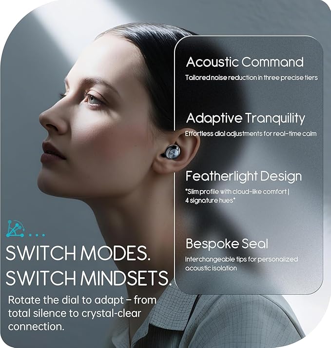 Adjustable Ear Plugs, 3-Mode Reusable Noise Canceling Earplugs with 14-35 dB SNR Reduction, Flexible Silicone for Ultimate Focus, Travel, Sleep, Concerts & Social Events (Ink)