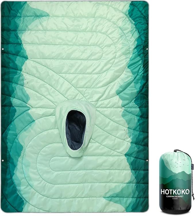 Camping Blanket,Hoodie Blankets Poncho Outdoor Waterproof Windproof Warm Durable & Portable for Stadium, Concerts, Car,Travel, Beach, Picnic, Grass,75 * 55 inch