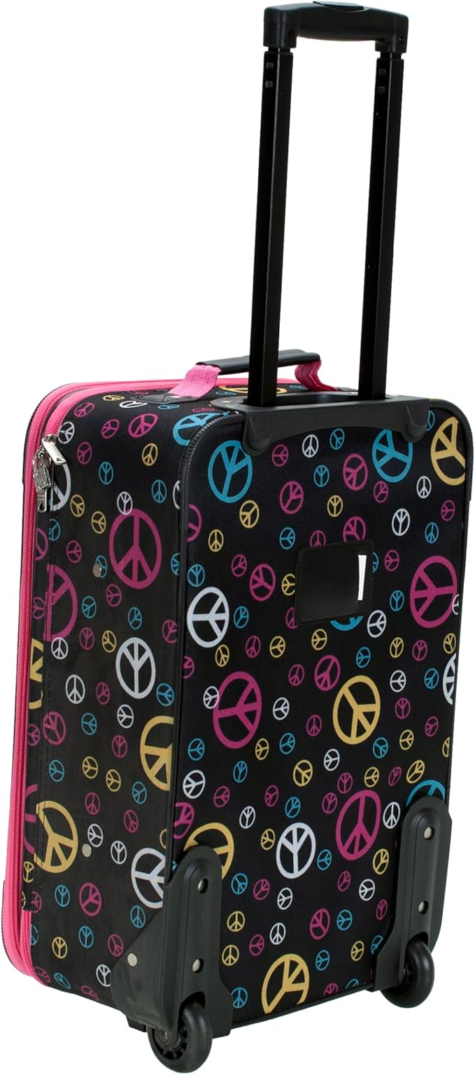 Rockland Fashion Softside Upright Luggage Set,Expandable, Wheel, Telescopic Handle, Peace, 2-Piece (14/19)