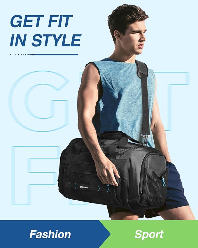 BAGSMART 4-IN-1 Gym Bag for Women Men, TSA Lightweight Duffle Bag for Travel with Shoe Compartment & Wet Pocket, 22L/30L/38L Tactical Backpack with 40oz Water Bottle Holder