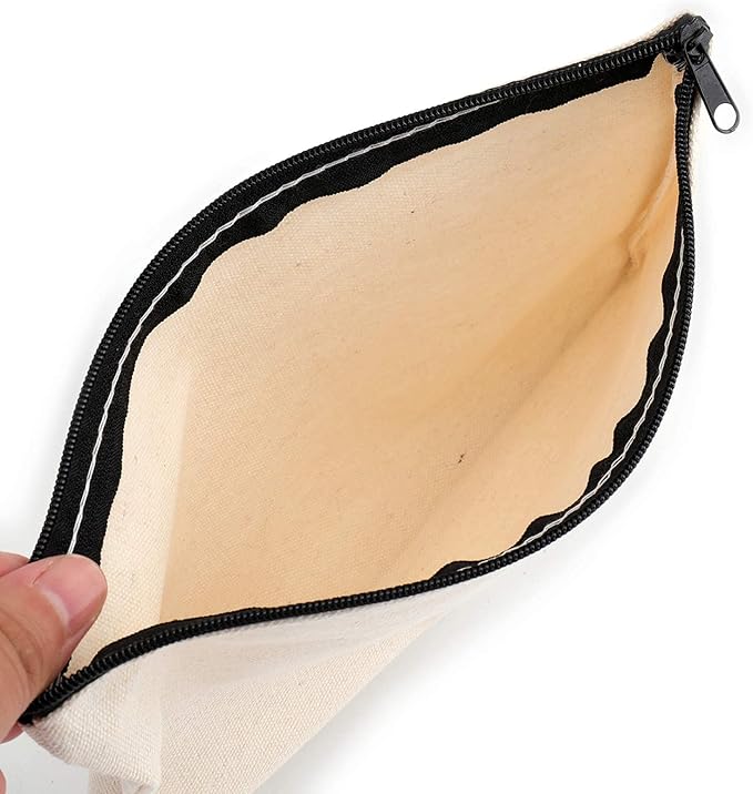 yarlung 32 Pack Canvas Zipper Pouch, 8x5 Inches Blank DIY Craft Pen Pencil Case Multipurpose Makeup Bags for Cosmetic, Invoice Bill, Travel Toiletry, Black Zippers