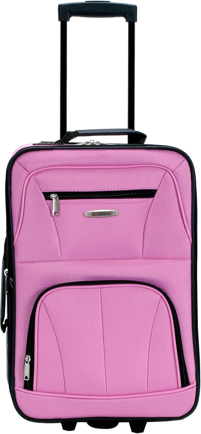 Rockland Journey Softside Upright Luggage Set, Expandable, Pink, 4-Piece (14/19/24/28)