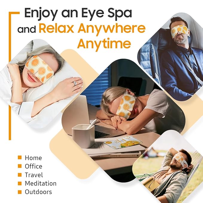20Packs Steam Eye Mask, Heated Eye Mask Warm Compress for Eyes, Disposable Self Heating Steam Mask for Home, Sleep, Spa, Travel Essentials & Relaxation Gifts, Valentine's Day Gifts (Orange)