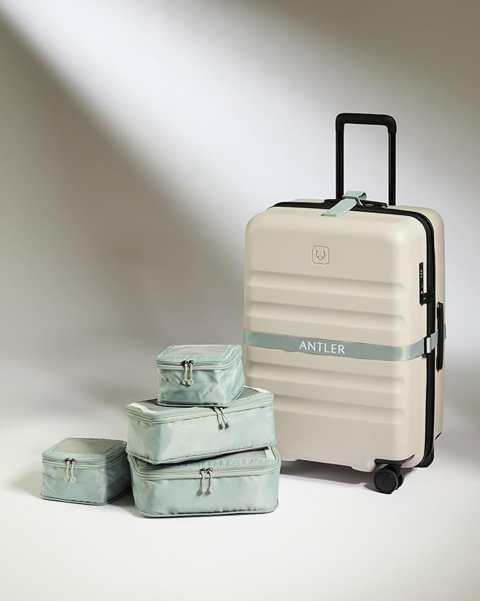 ANTLER - Compression Packing Cubes for Travel, Luggage Organiser for Suitcases or Bags, Travel Accessories, Set of 4, Mist Blue