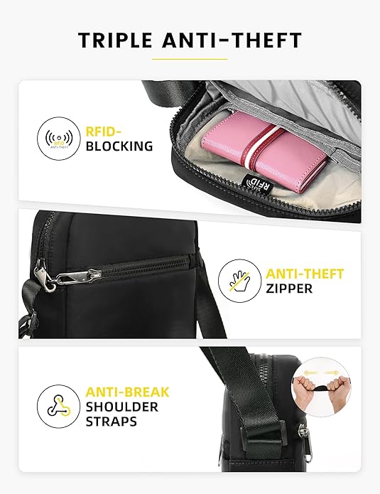 HALOVIE Small RFID Anti Theft Crossbody Bag Lightweight Sling Cross Body Bag Purse for Women Men for Travel Daily