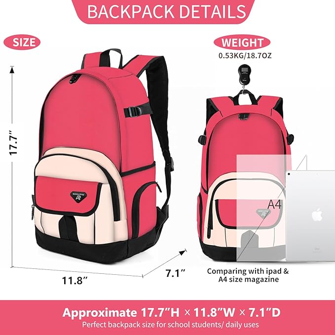 rickyh style School Backpack Travel Bag for Men & Women Lightweight College Back Pack with Laptop Compartmen