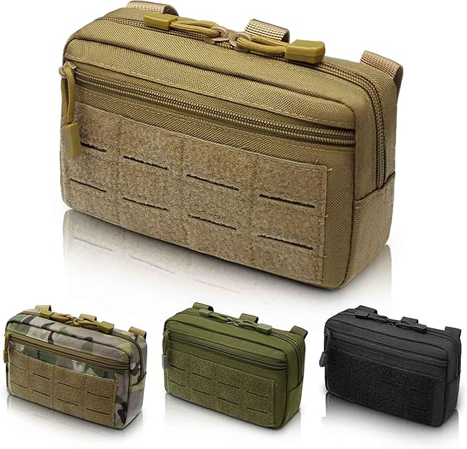2 Pack 1000D Laser Cut Molle Pouches - Tactical Compact Water-Resistant Utility Admin Pouch for Vest Backpack Duty Belt Tactical Vests