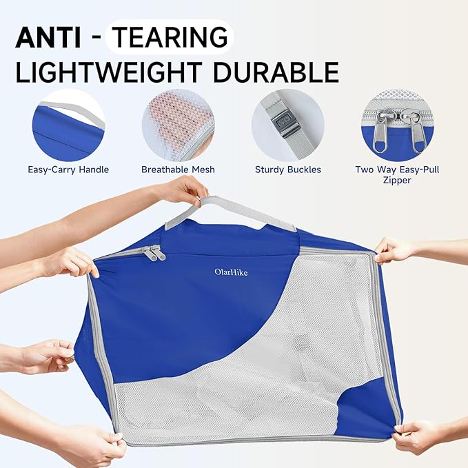 11 Set Packing Cubes for Travel, Gifts for Women Mom Kids, TSA Approved Bags for Makeup, Cosmetic, Toiletry, Suitcase Organizers for Checked Luggage, Cruise Essentials,Airplane Accessories, Klein Blue