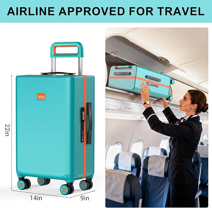 20 Inch Carry-on Luggage Zipperless for Women, Hardside Rolling Suitcase with Spinner Wheels & TSA Lock,PC Lightweight Carry on Luggage Airline Approved 22x14x9 Hard Shell