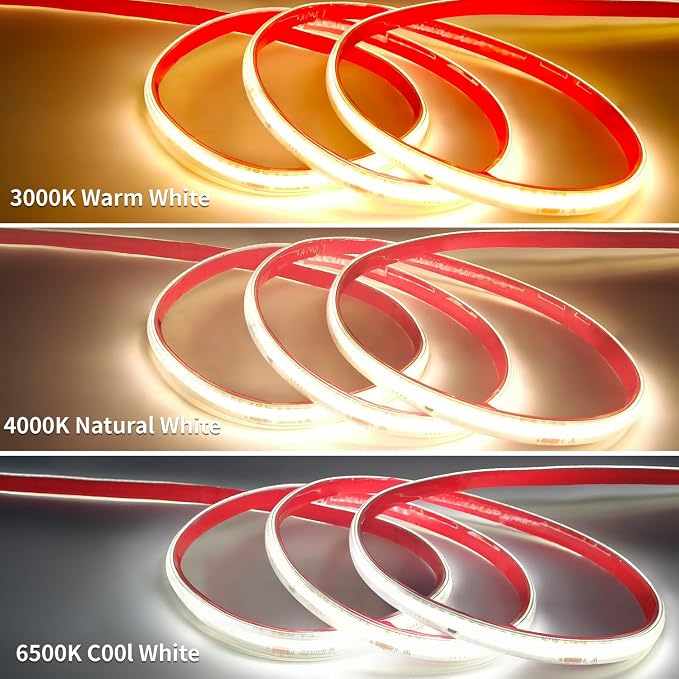 ETL COB LED Rope Light IP65 AC 120V 16.4FT 1200lm Ultra Bright 4000K White | Waterproof Cold-Resistant ETL Light Strip No Driver Tape Lighting for Home Commercial LED Strip Light 4000K Natural White